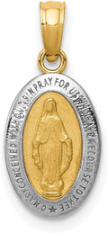 DEWBERRY 14k Yellow or White Gold Miraculous Medal Pendant | Religious Charms | Unisex Miraculous Pendant | Medal Pray For US Pendants for Men's Womens | Hollow Miraculous Medal With Scallop Frame