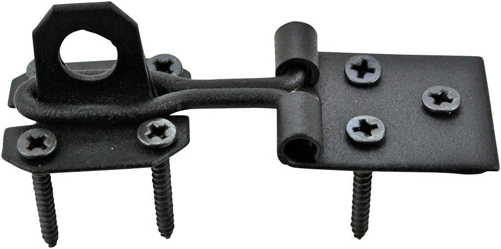 Renovators Supply Manufacturing Black Wrought Iron Wire Hasp Lock 3' X 1' Rust Resistant Antique Wire Style Hasp Latches Safety Padlock Clasps for Cabinets, Chests Or Doors with Screws Pack of 10