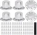 DOTCOM Wheel Hub Cover Kit Front & Rear Axle Cover 33mm Lug, Fit Semi Truck with 20', 22.5' and 24.5' hub piloted Wheels,11.25' Bolt Circle Wheels Silver