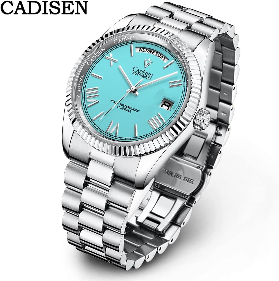CADISEN Men's Automatic MIYOTA 8285 Mechanical Watch Casual Watches for Men Waterproof Sapphire