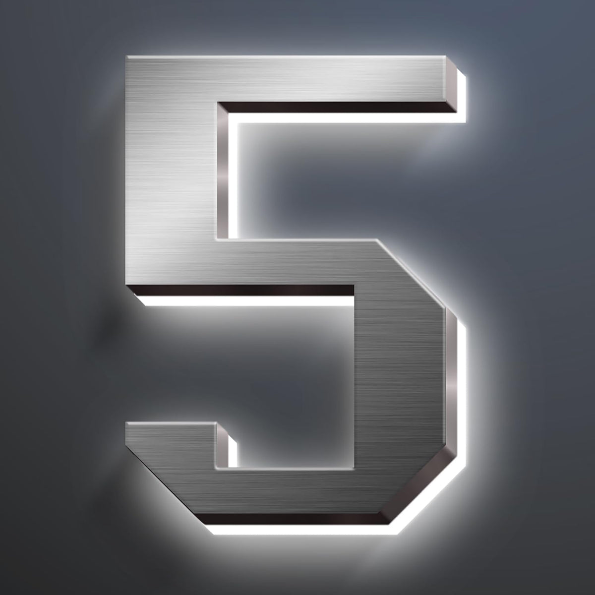 Illuminated House Numbers, Stainless Steel House Address Numbers, Backlit LED Illuminated Home Address Number, Lighted House Numbers, Modern Address Numbers,16 Inch/400mm,5