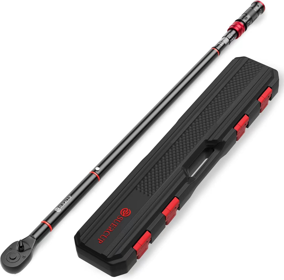 SUERCUP 1-inch Drive Click Torque Wrench, 200-1300Ft-Lb/271-1761.5Nm, 48 Tooth Dual-Direction Click Torque Wrench with a Hex Key for Wind Turbines, Car andTruck Repair etc