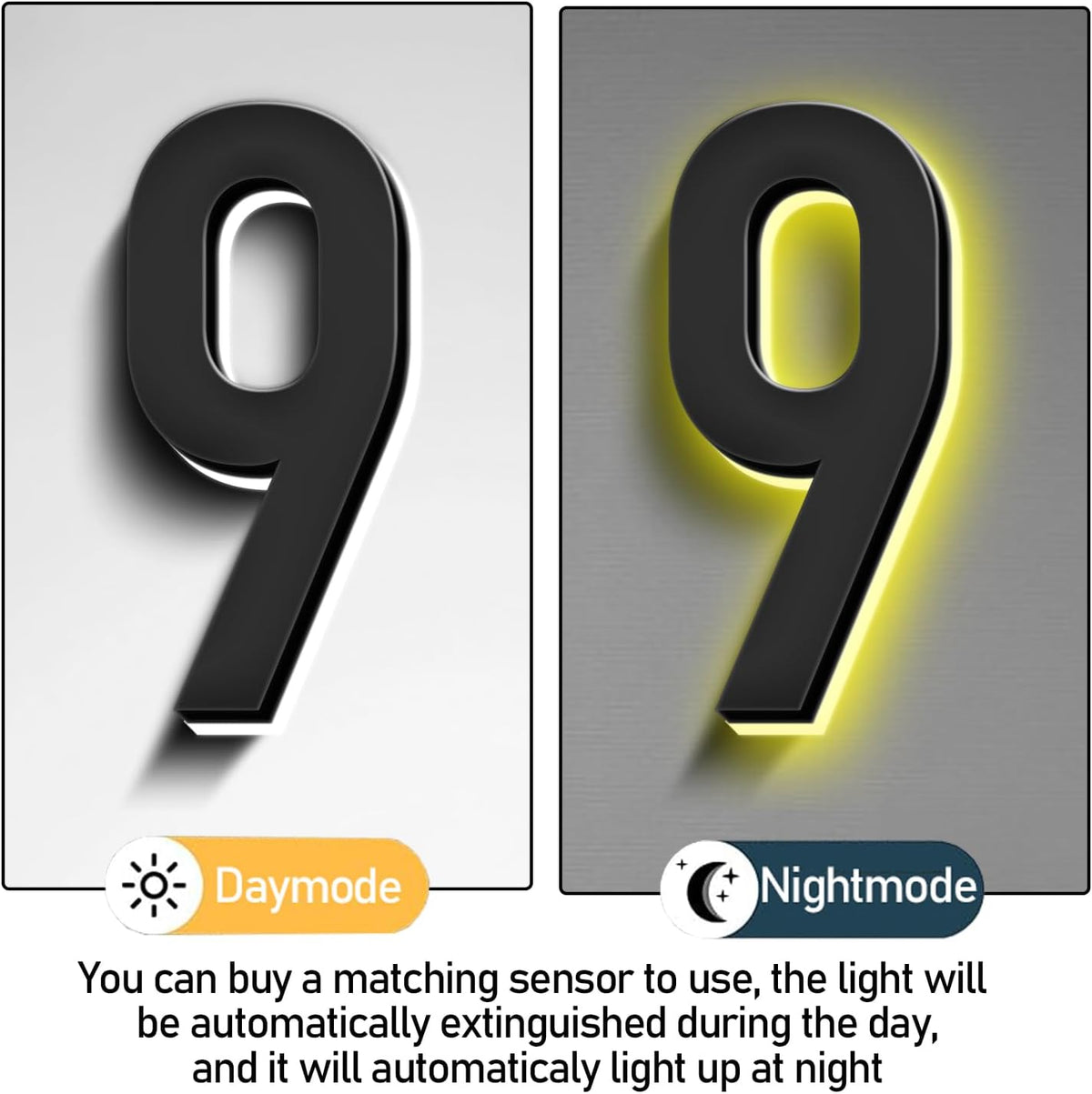 Illuminated House Address Numbers Signs, Up-Scale Modern Look, Backlit LED Illuminated Home Address Number, Stainless Steel Lighted House Numbers For Outside,20 Inch/500mm,6