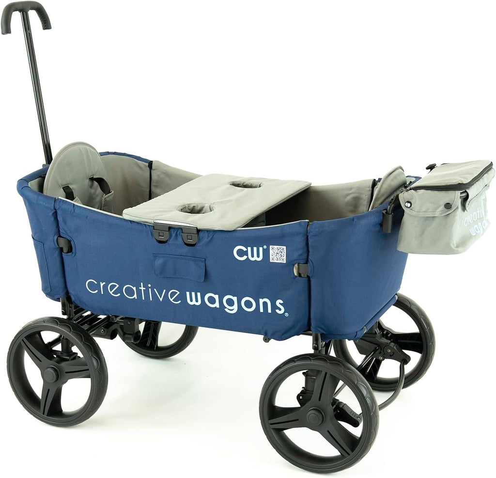 Creative Outdoor Wagon for Kids Push Pull Collapsible Stroller Wagon Buggy Transformable Bench Cart for Kids Cargo All Terrain, Removable Canopy