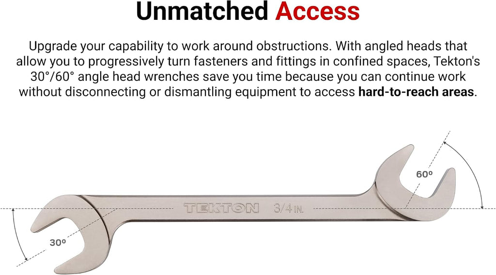 TEKTON Angle Head Open End Wrench Set with Modular Wrench Organizer, 11-Piece (1/4-3/4 in.) | WAE91501 | Made in USA