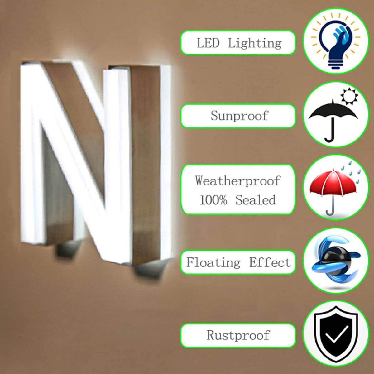 12' Modern LED House Numbers 6000K LED, Lighted House Address Numbers, Illuminated LED Address Numbers For House, LED House Numbers Signs For Outside,K