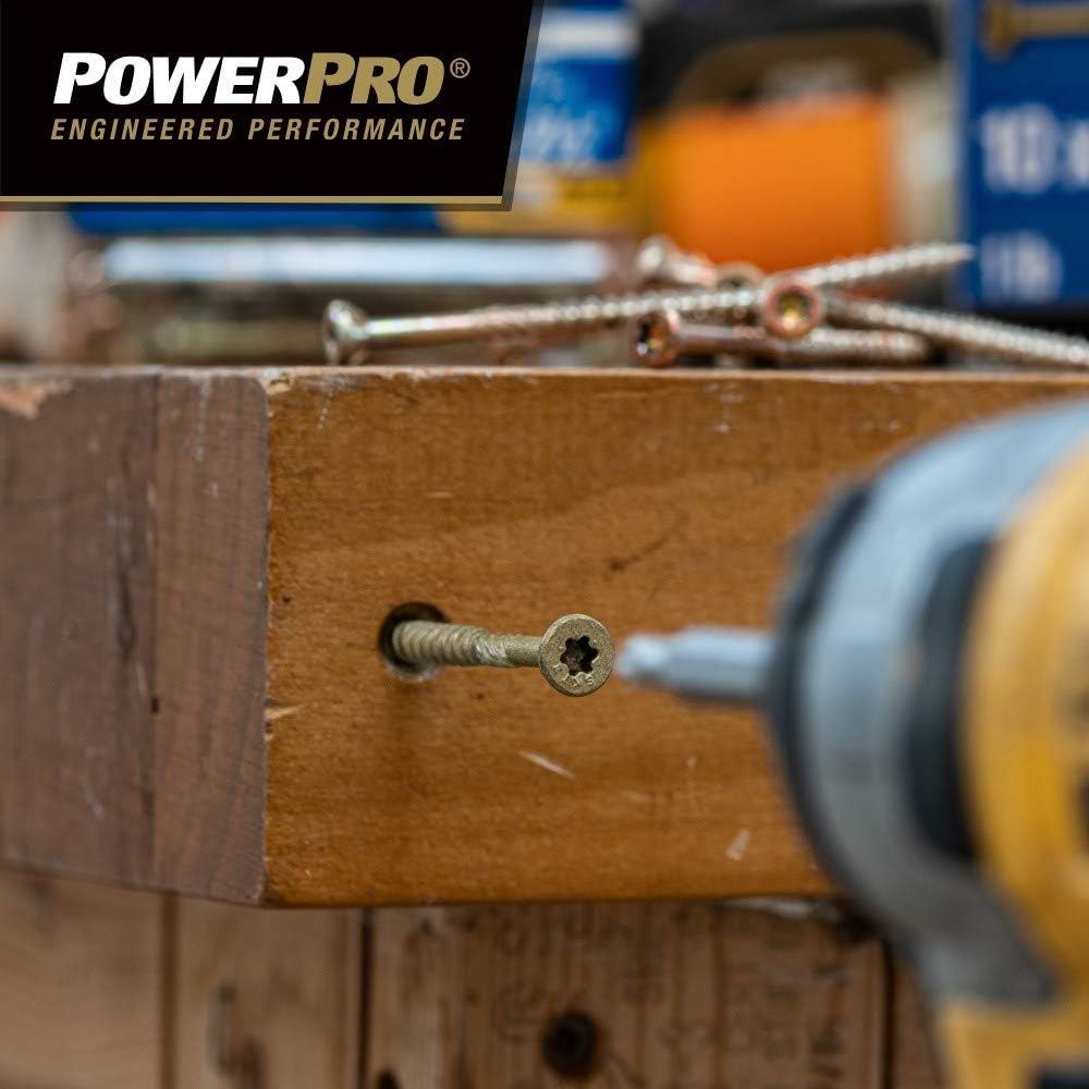 Power Pro Premium Exterior Wood Screws, #8 x 2 Inch All-Purpose Deck Screws for Outdoor Projects, T-25 Star Bit Included, Bronze, 3000 Pieces | 967775