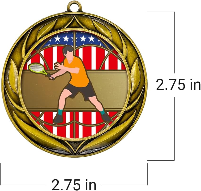 All Quality Tennis Wreath Design Medal - 1st, 2nd, 3rd Place