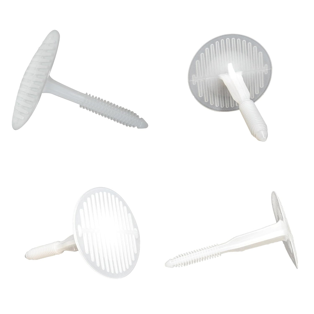 TruFast 4.5' Plasti-Grip PMF Fastener (250 EA) White Plastic Heavy-Duty Insulation Anchors for Securing on Masonry, Brick, Concrete, and Stone Walls