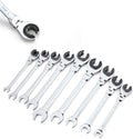 Anbull Metric Tubing Combination Wrench Set 9pcs(8-17mm), Ratcheting Wrench Set with 180°Open Flex-head, Tubing Ratchet Wrench Set with 72 Gears Cr-V Steel Constructed