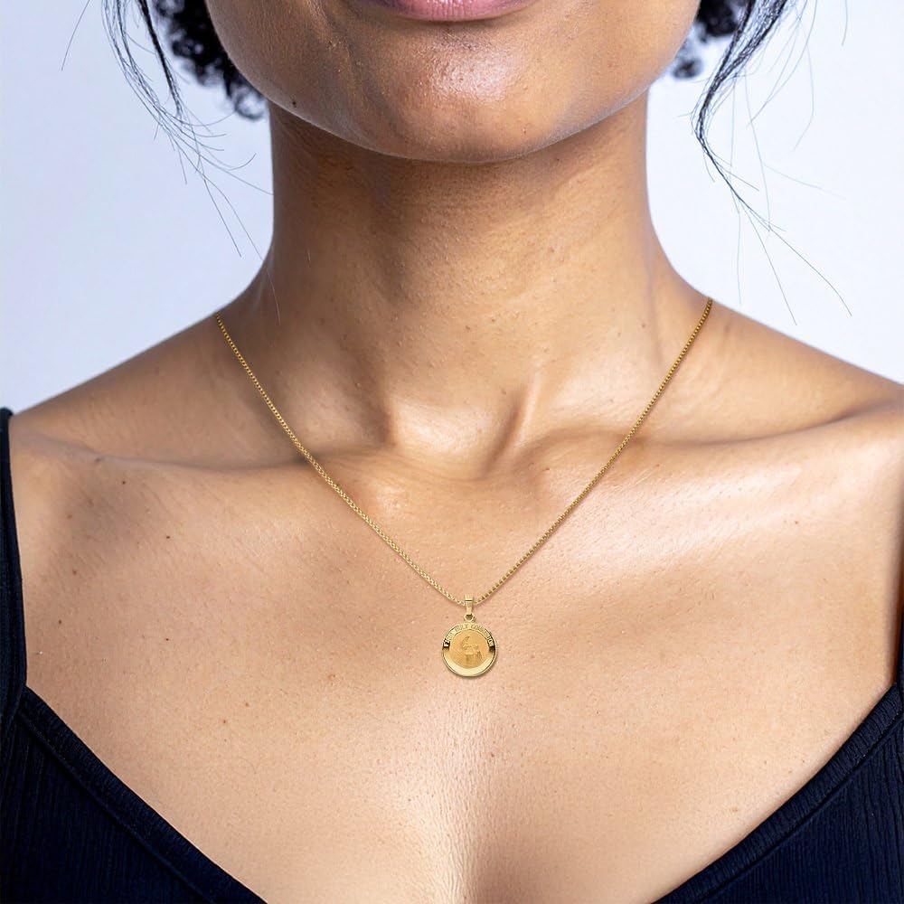 IceCarats 14K Yellow Gold Small First Communion Medal Pendant Necklace 16mm 5/8 inch Lightweight, Polished, Engravable, Matte For Her