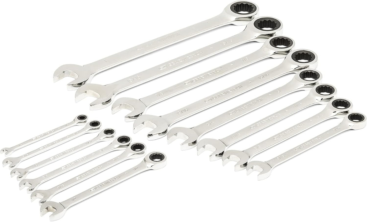 GEARWRENCH 21 Piece 72T SAE Standard & Stubby Ratcheting Wrench Set with EVA Foam Tray - 86526