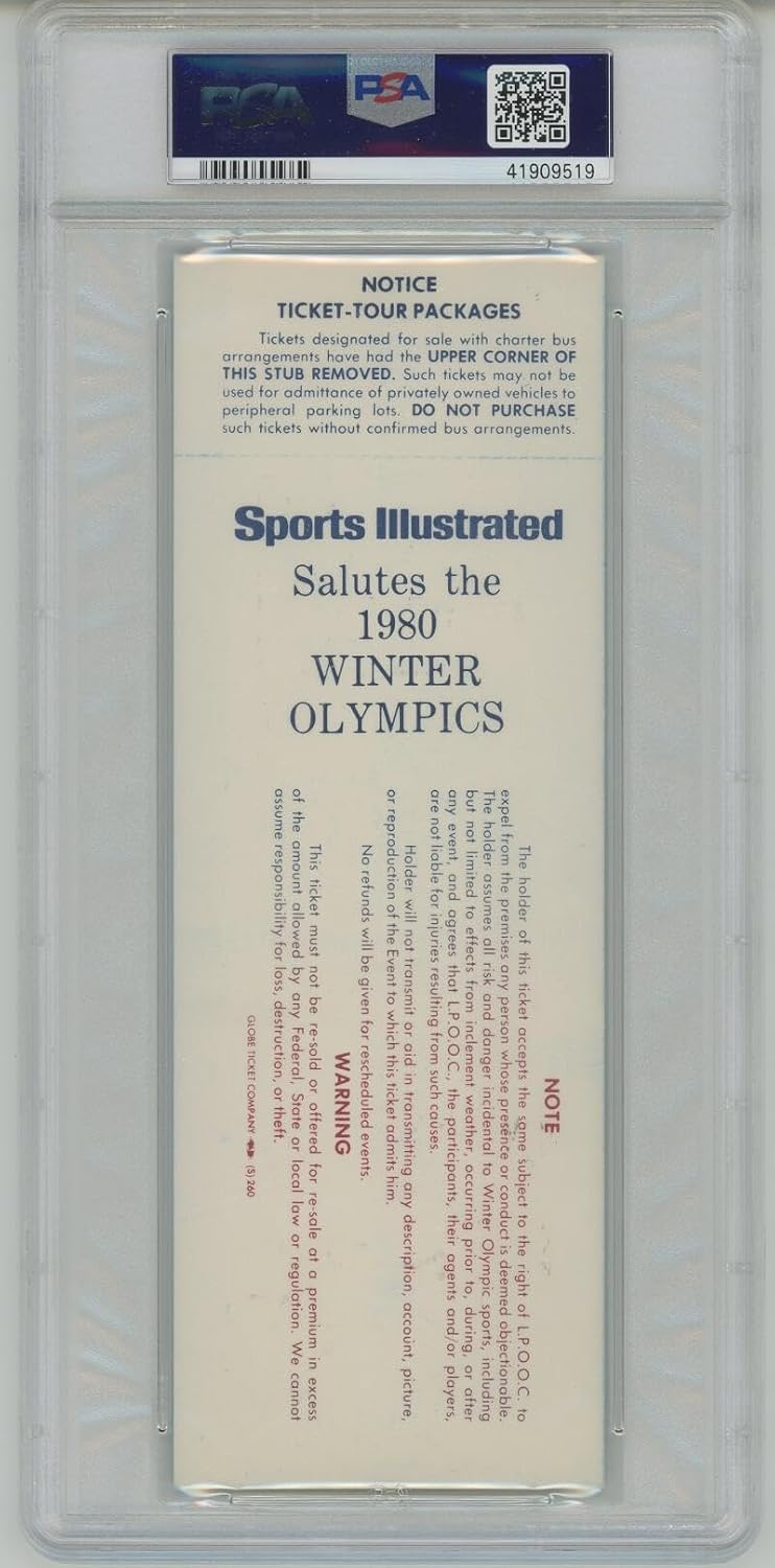 1980 Olympic Hockey Gold Medal Game Ticket USA Miracle on Ice PSA 7