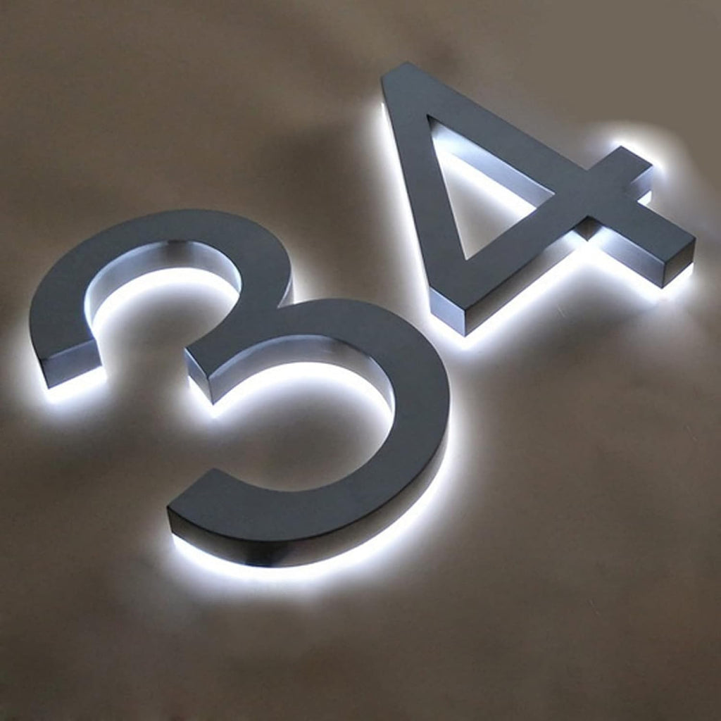Lighted house numbers, Backlit Lighted LED House Numbers, 3D Floating Led House Plaque Number, Lighted Up House Numbers for Outside Modern.