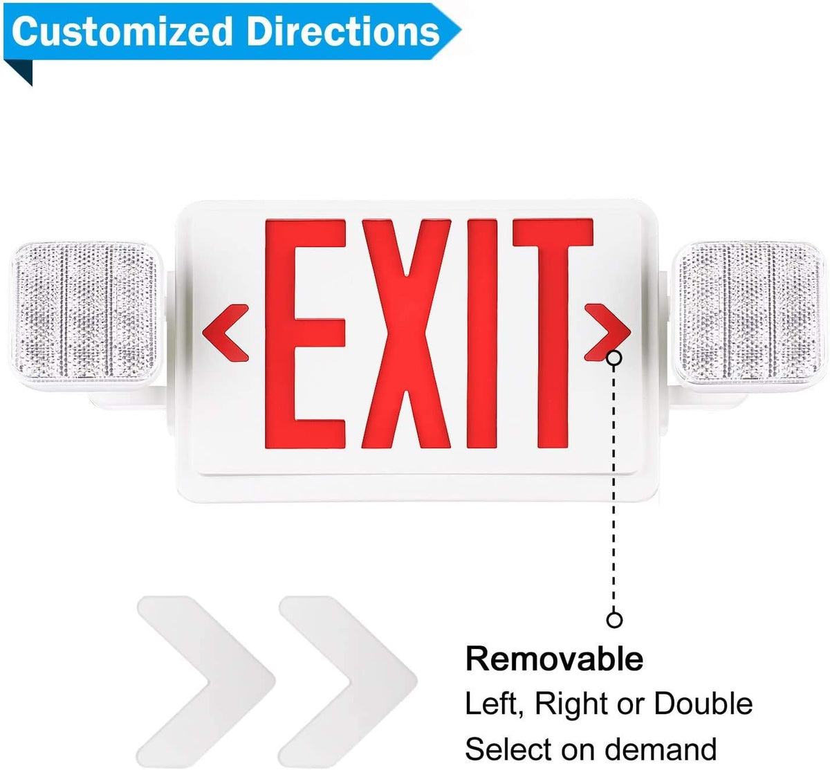 6 Packs Red Exit Sign with Emergency Lights, LED Emergency Exit Light with Battery Backup, UL Listed, AC 120/277V, Commercial Emergency Lights Combo for Business/Home.
