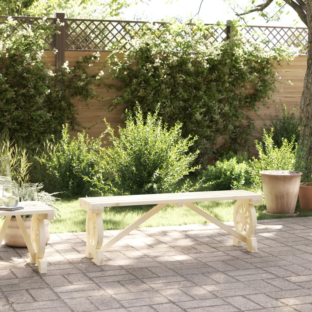 Outdoor Bench 45.3 in Solid Fir Wood Rustic Garden Seating for Patio Porch Balcony Lawn Chairs for Outside Natural Brown Finish Holds 2 People
