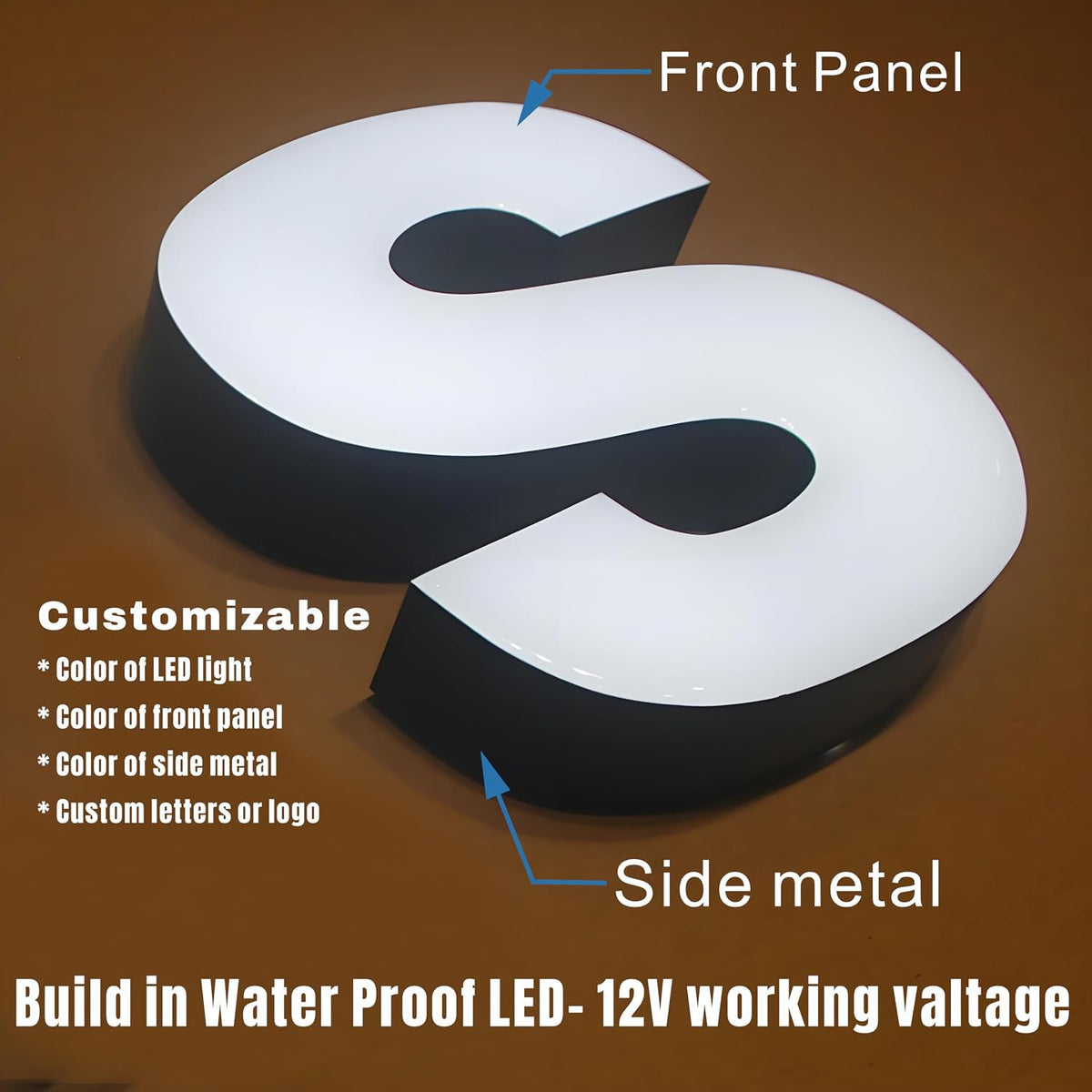 jimeiguang Custom LED Channel Letters Outdoor Large Lighted Letter Storefront Business Sign 12V Super Bright Wall Art (15 Letters)