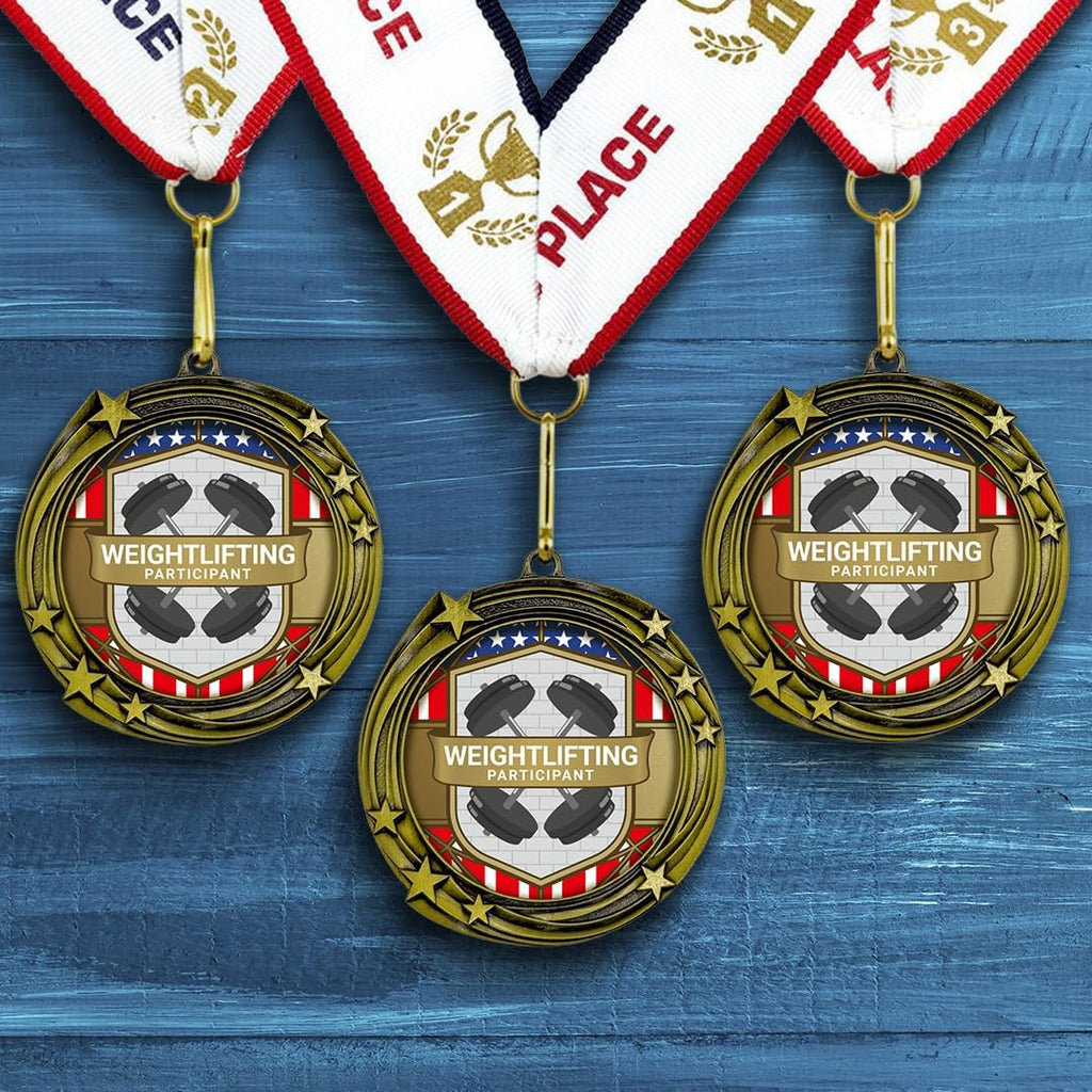 All Quality Stars Design Weightlifting Medal | Competition Metal Medal - 1st, 2nd, 3rd Place