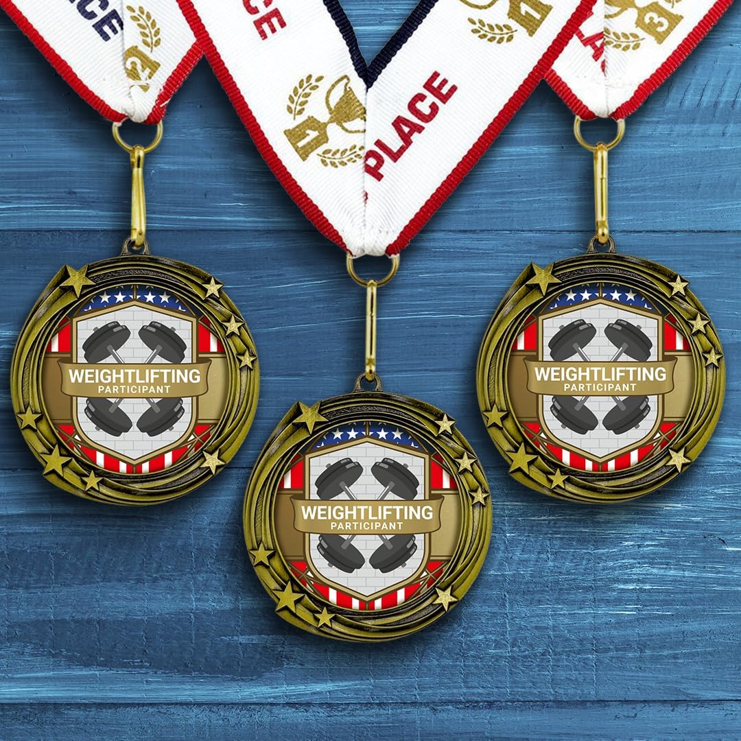 All Quality Stars Design Weightlifting Medal | Competition Metal Medal - 1st, 2nd, 3rd Place