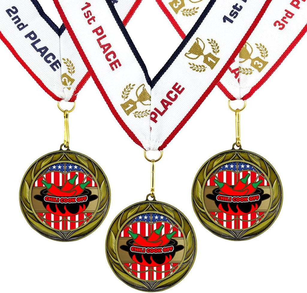 All Quality Chili Cook Off Wreath Design Medal - 1st, 2nd, 3rd Place