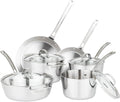 Viking Contemporary 3-Ply Pots and Pans Set, 10 Piece Stainless Steel Kitchen Cookware, Silver