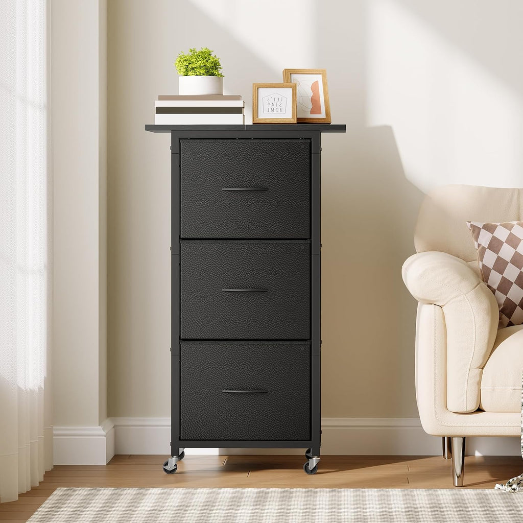 MAHANCRIS Printer Stand and File Cabinet Bundle, 3-Tier Industrial Printer Cart with Power Outlets and 2 USB Ports, Vertical Filing Cabinet with Wheels, PTHB78E01-FCBK5901