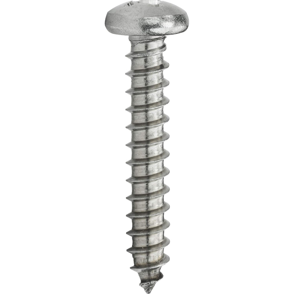 #14 x 1-1/4' Pan Head Sheet Metal Screws, Stainless Steel 18-8, Full Thread, Bright Finish, Self-Tapping, Quantity 1000 By Fastenere