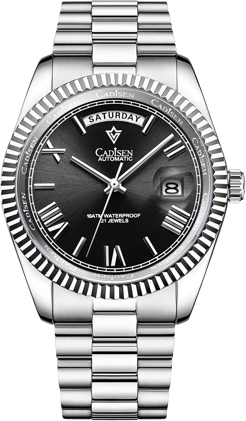 CADISEN Men's Automatic MIYOTA 8285 Mechanical Watch Casual Watches for Men Waterproof Sapphire