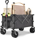 Portable 400L Collapsible Wagon Grey Large Capacity Camping, Sports, Garden, Baseball Versatile Utility