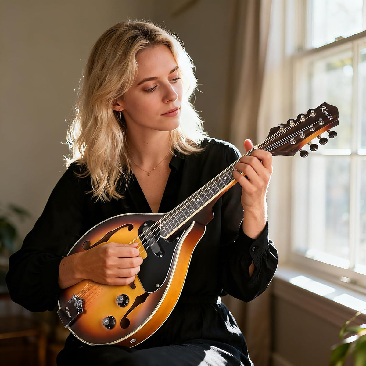Mandolin Instrument A Style, Electric Acoustic Mandolins Instrument Kit 8 String with Tuner Strap Gig Bag Chord Chart for Beginners Adults Teens Youth Kid