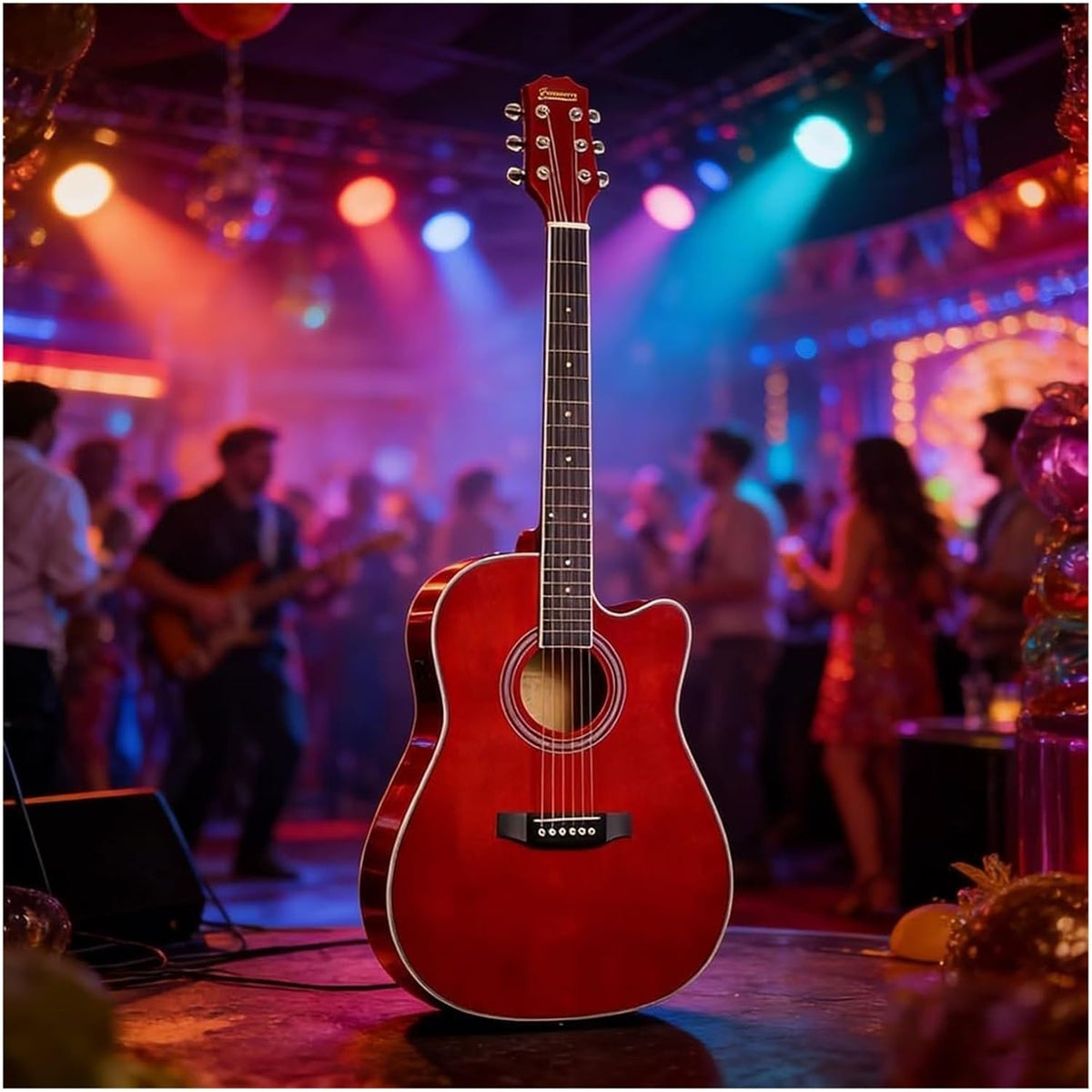 MXL&LJB Steel-String Acoustic Guitar, Full Size Cutaway Acustica Guitarra Bundle Kit for Adults & Players(Retro)