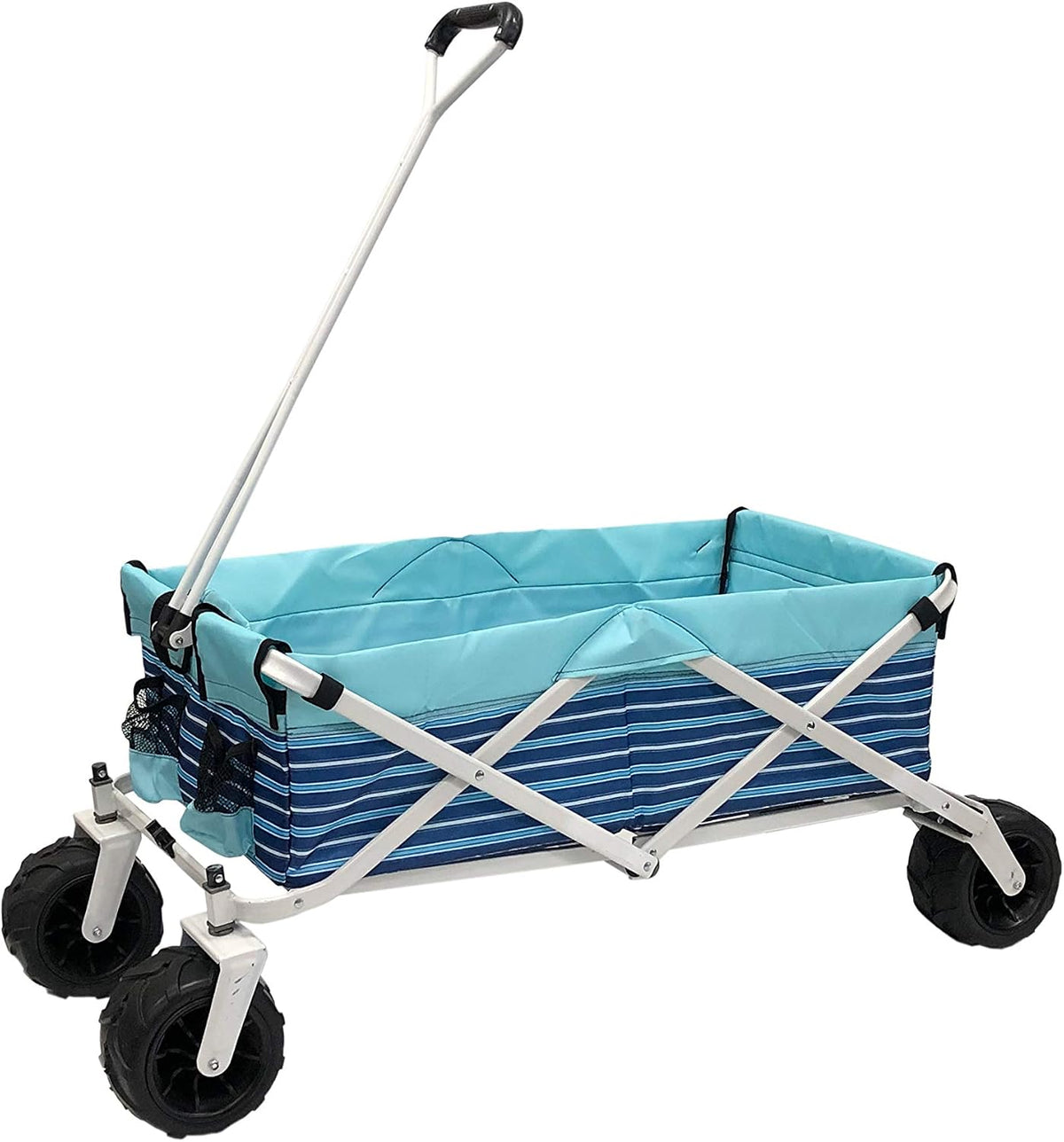 Limited Edition All-Terrain Collapsible Folding Utility Wagon Beach Outdoor Camping Sports (Blue Stripe)