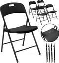 Creative Outdoor 4 Portable Plastic Folding Chairs, Sturdy Design, Indoor/Outdoor Events, Perfect for Camping/Picnic/Tailgating/Party (Black Set of 4 Chairs)