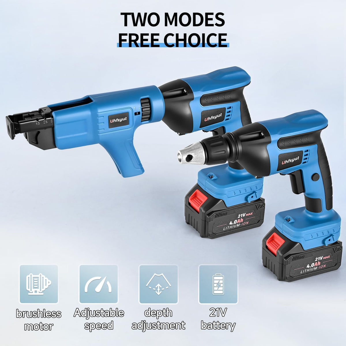 21V Cordless Drywall Screw Gun and Electric Screwdriver - 2-in-1 Self-Feeding Screwdriver, Includes Storage Toolbox and 4.0Ah Battery, Perfect for DIY and Professional Use (Battery free set)