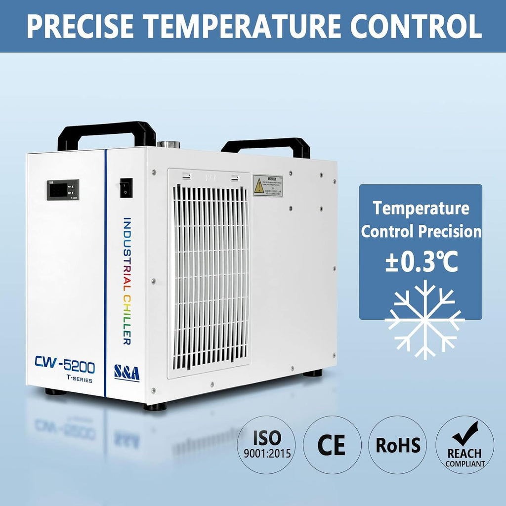 S&A Genuine CW-5200DH（Upgraded 5200DG） Water Chiller Duty Free for CO2 Laser Engraving Cutting Water Cooling Shipping From US