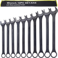 10-piece Jumbo Wrench Set, 1-5/16'' to 2'' Large Combination Wrench Set, SAE, Black Oxide Finish with Pouch