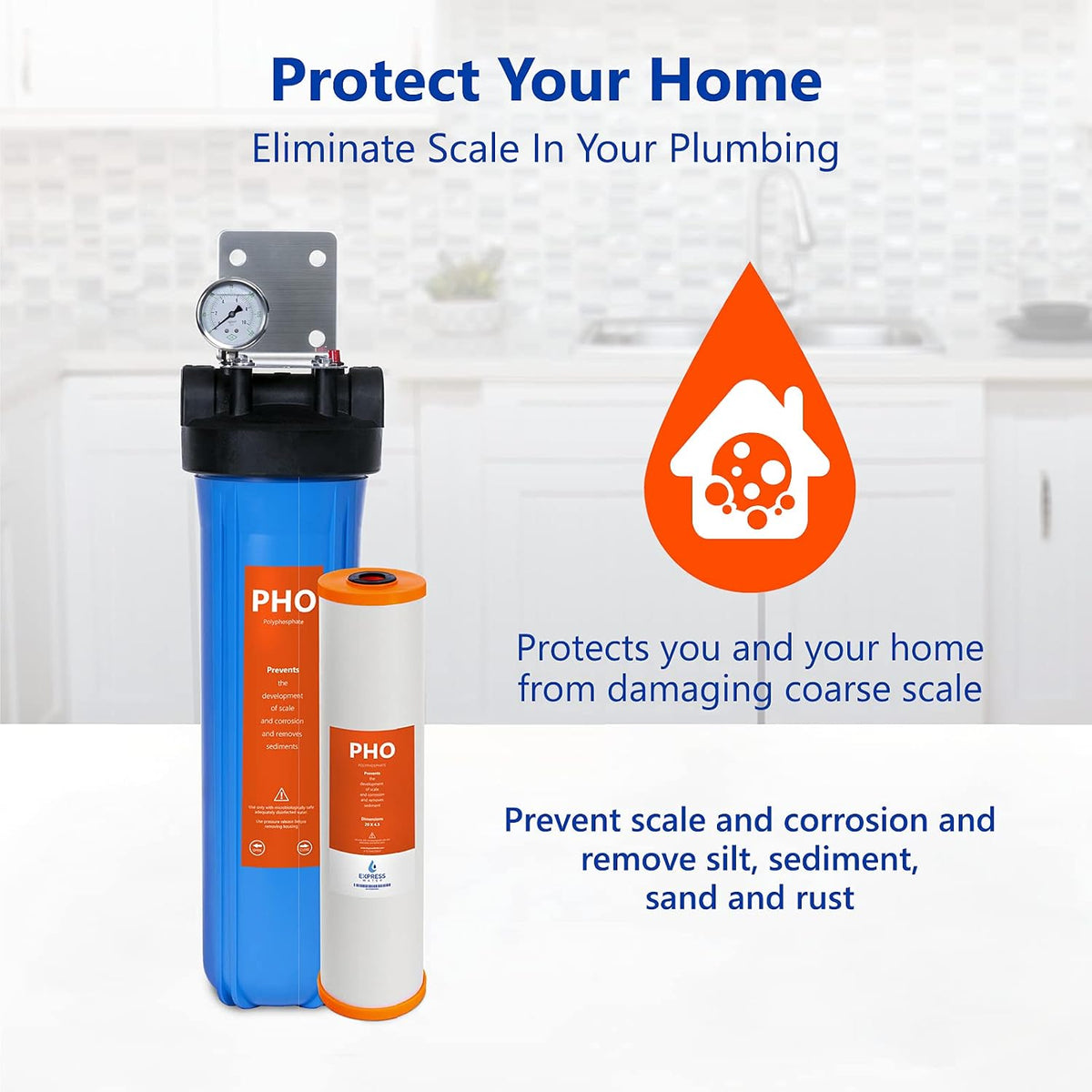 Express Water WH100SP Anti Scale Whole House Water Filter System, Blue