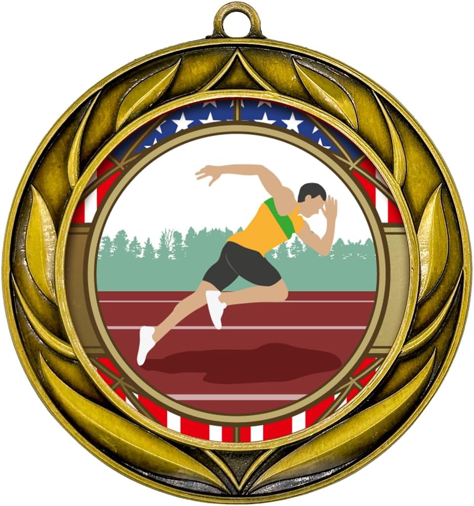 All Quality Wreath Design Track and Field Medal (Male) | Competition Metal Medal - 1st, 2nd, 3rd Place