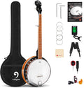 Vangoa Banjo 5 String Beginner Full Size Kit, Remo Head 24 Bracket Open Back Banjo Set with Resonator Starter Kit Gift Choice for Adults Youth Teen Beginner