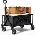 Collapsible Foldable Wagon Cart, Utility Garden Wagon with 220lbs Weight Capacity, Heavy Duty Lightweight Portable Grocery Wagon for Outdoor,Sports,Camping and Shopping, Black