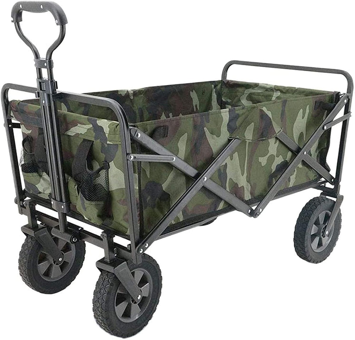 Coapsible Folding Outdoor Garden Utility Wagon with Cover Bag Heavy Duty Portable Hand Cart Beach Transport Troey for Camping ping Sports (Color : Camouflage)