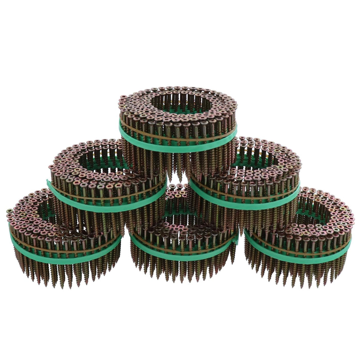 MURO #8 x 2-1/2' Twinfast Coarse Thread Flat Head #2 Square Drive Sharp Point Screw Tip, Yellow Zinc Coating- Coil 1800 pc for Wood to Wood Subfloor and Underlayment