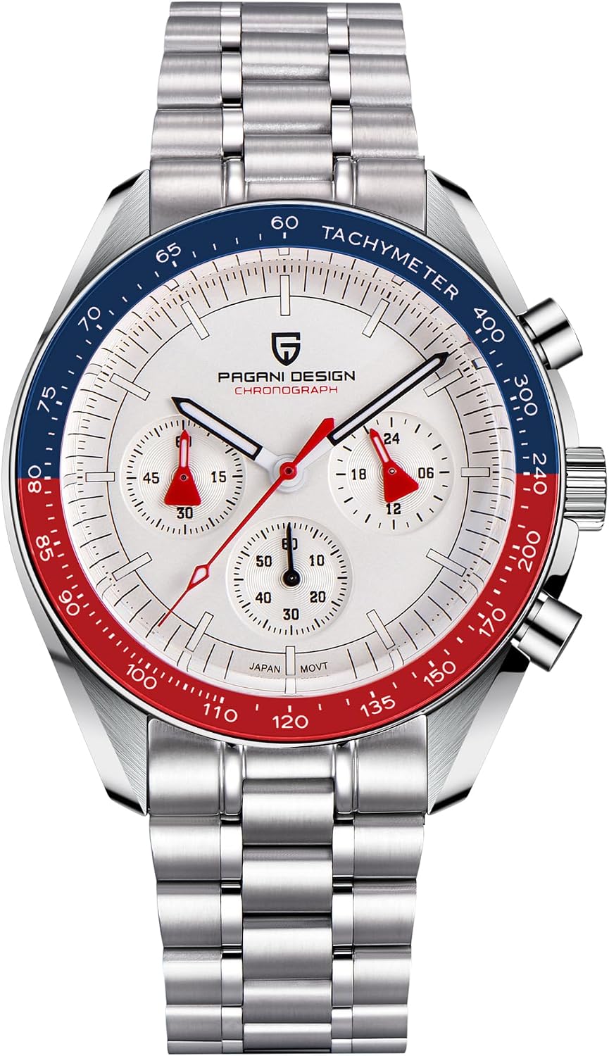 Pagani Design 1701 V3 Men's Chronograph Quartz Dial 40mm VK63 Movement Stainless Steel Mirror Sapphire Watch 100 Meter Water Resistant Sport Watch