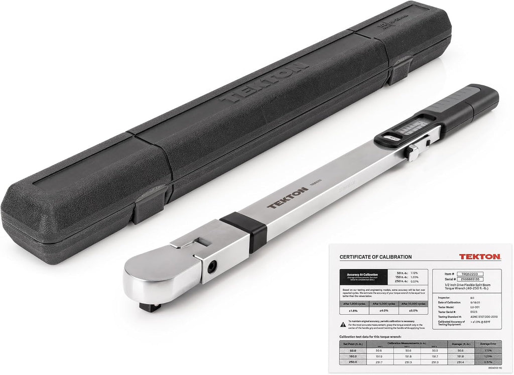 TEKTON 1/2 Inch Drive 72-Tooth Split Beam Torque Wrench (40-250 ft.-lb.) TRQ62203