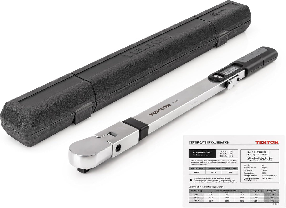 TEKTON 1/2 Inch Drive 72-Tooth Split Beam Torque Wrench (40-250 ft.-lb.) TRQ62203