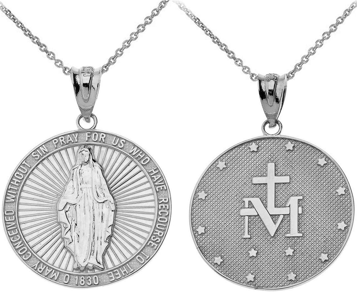 Certified 10k Gold Medal Catholic Blessed Virgin Mary Sacred Pendant Necklace