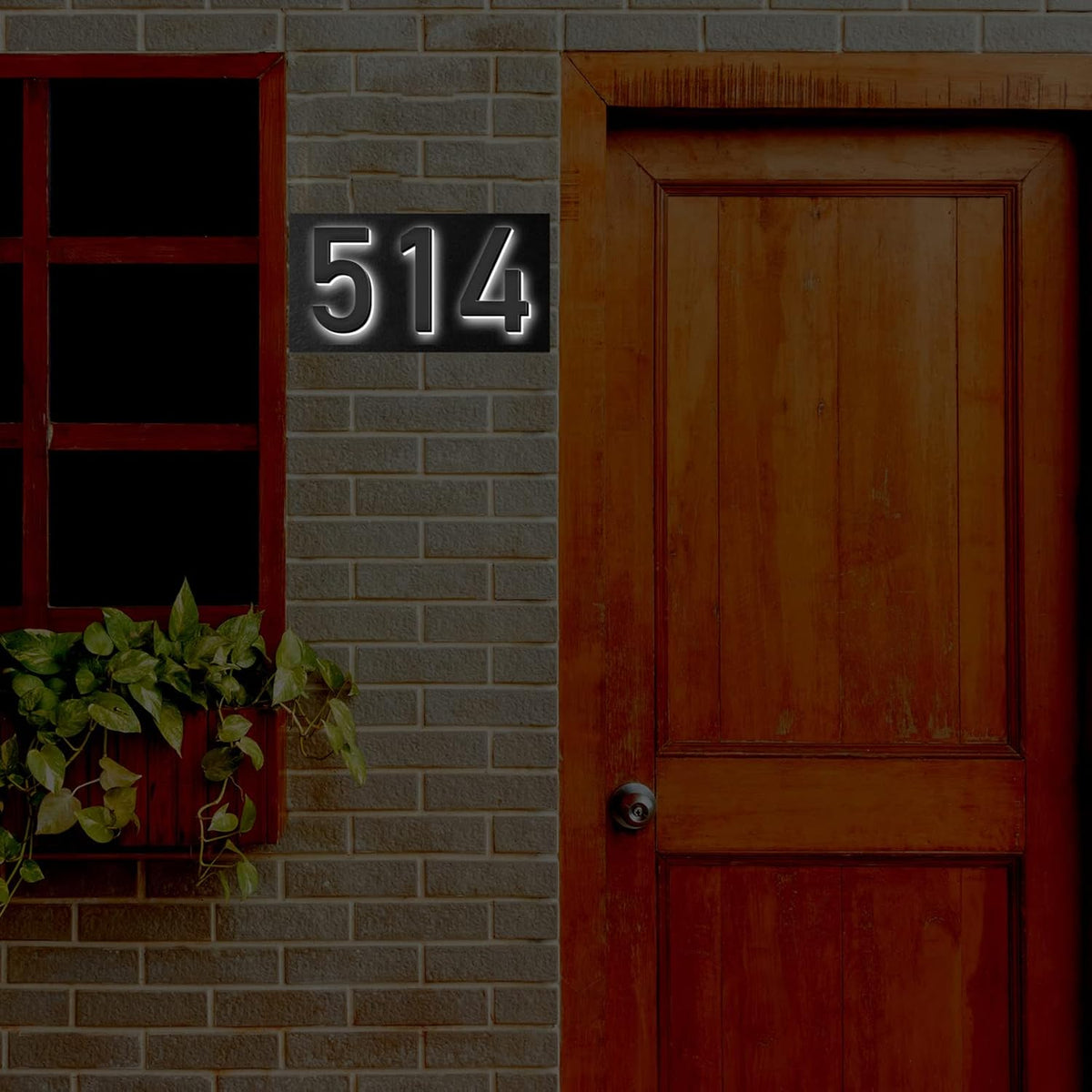 Stainless Steel Modern Backlit LED Illuminated Home Address Number,Illuminated Address Sign Plaque House Numbers LED Lighted, Light Up House Numbers,14 Inch/350mm,6