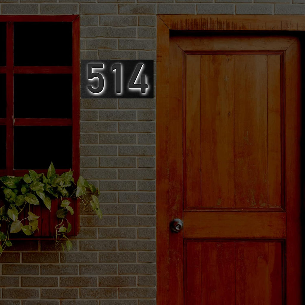 Stainless Steel Modern Backlit LED Illuminated Home Address Number,Illuminated Address Sign Plaque House Numbers LED Lighted, Light Up House Numbers,14 Inch/350mm,2