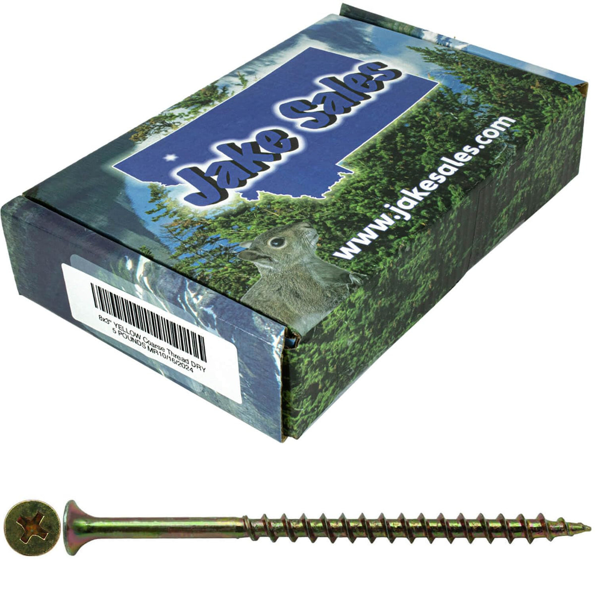 #8 x 3 Yellow ZINC COARSE Thread Drywall, Gypsum Board, Sheet Rock, Plasterboard Screws. CASE Qty 9 Boxes 4,275 Screws