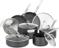 Viking Pots and Pans Set Non Stick,12 Piece Hard Anodized Kitchen Cookware with Glass Lids, Black